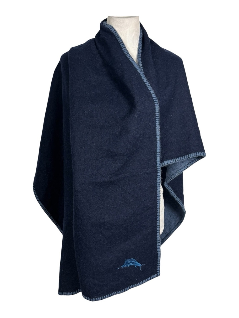 Alicia Adams 100% Baby Alpaca Shawl Scarf Wrap Field Throw Blanket? Blue 33X62"